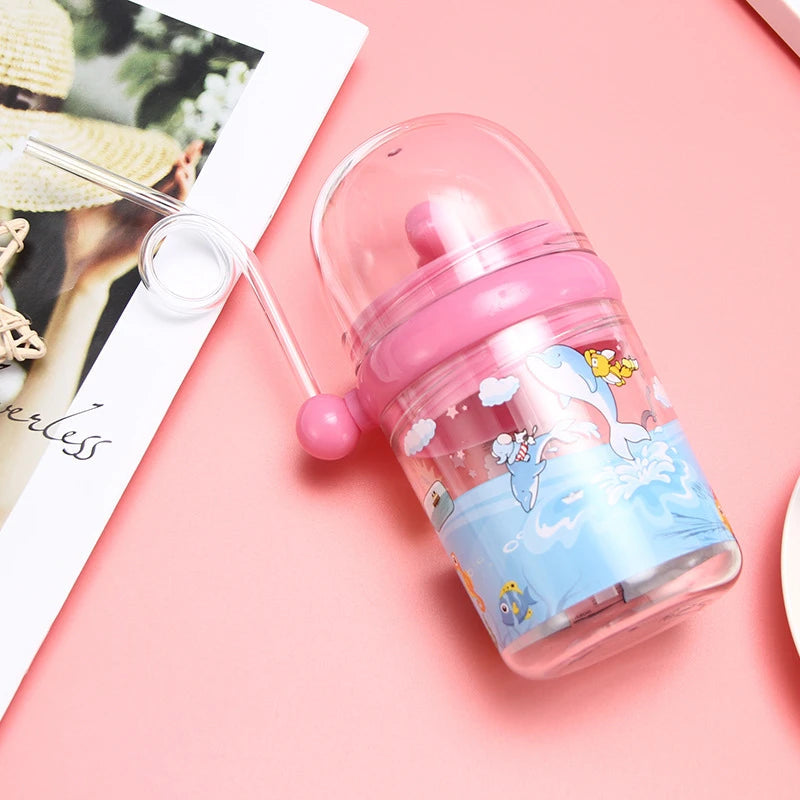 Children Whale Spray Cup Sippy Bottle Cartoon Baby With Sippy Kettle Outdoor Portable Children’s Cup