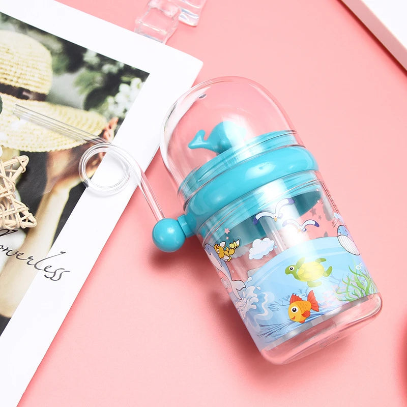 Children Whale Spray Cup Sippy Bottle Cartoon Baby With Sippy Kettle Outdoor Portable Children’s Cup